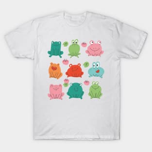 Kawaii Frogs Goblincore Cottagecore Aesthetic Reptile Art T-Shirt